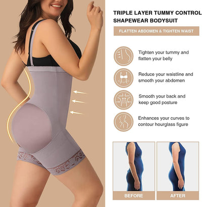FeelinGirl Miederhose Stark Formend Hohe Taille Shaping Hose Bauchweg für Damen Fajas mit Abnehmbare