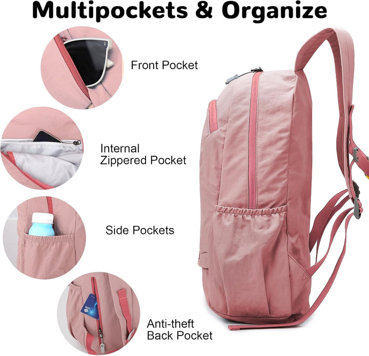 25L Faltbarer Rucksack mit Nasstasche, Rucksack Sport Damen, Wanderrucksack Herren Wasserdicht, Tage