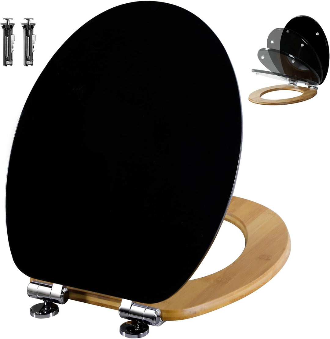 Angel Shield WC-Sitz mit Absenkautomatik, Verstellbare Metallscharniere, zu Reinigen, O-Förmig, 45x3