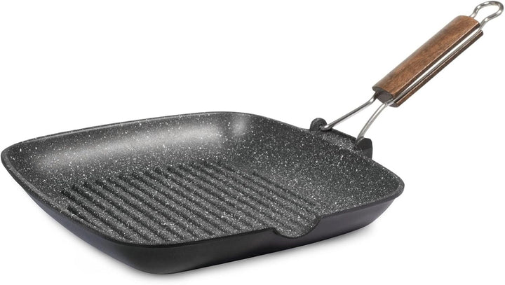 Home Pietra Antihaft-Grillpfanne mit Biegsamen Griff, Stein, Schwarz, 28x28 cm