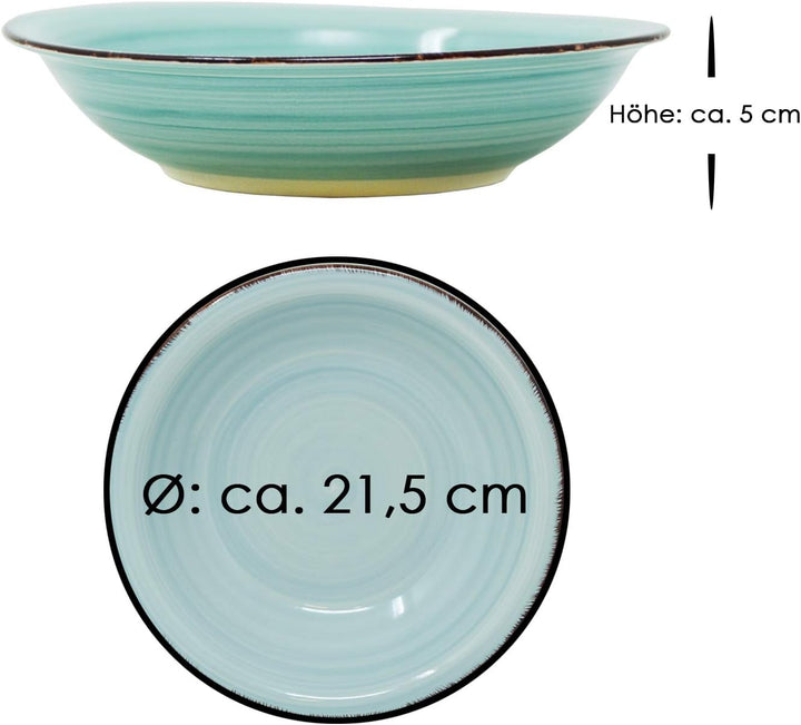 DRULINE 6er-Set Sky Suppenteller Maritime Blautöne | 650 ml | Ø 21.5 cm | Salatteller rund | Servier