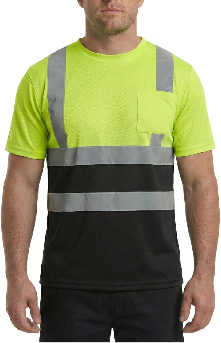 HYCOPROT Warnschutz T-Shirt Warnweste Reflektierend Warnweste Atmungsaktiv Leicht Kurzarmshirt Kurza