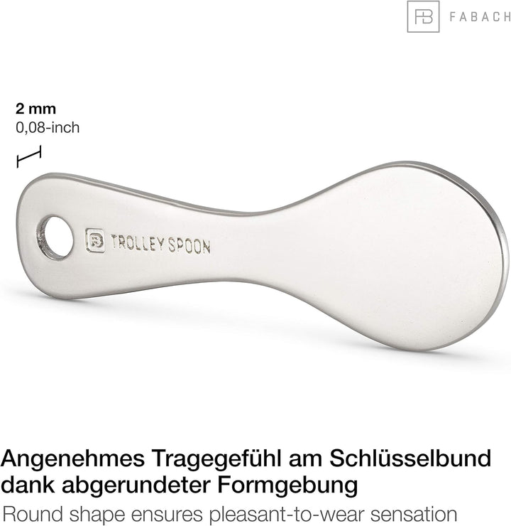 FABACH Trolley Spoon Einkaufswagenlöser Schlüsselanhänger - Einkaufswagenchip abziehbar aus Metall -