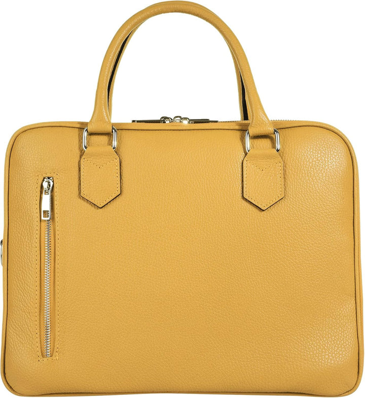 Cluty Aktentasche echt Leder Damen - 021833 Gelb, Gelb