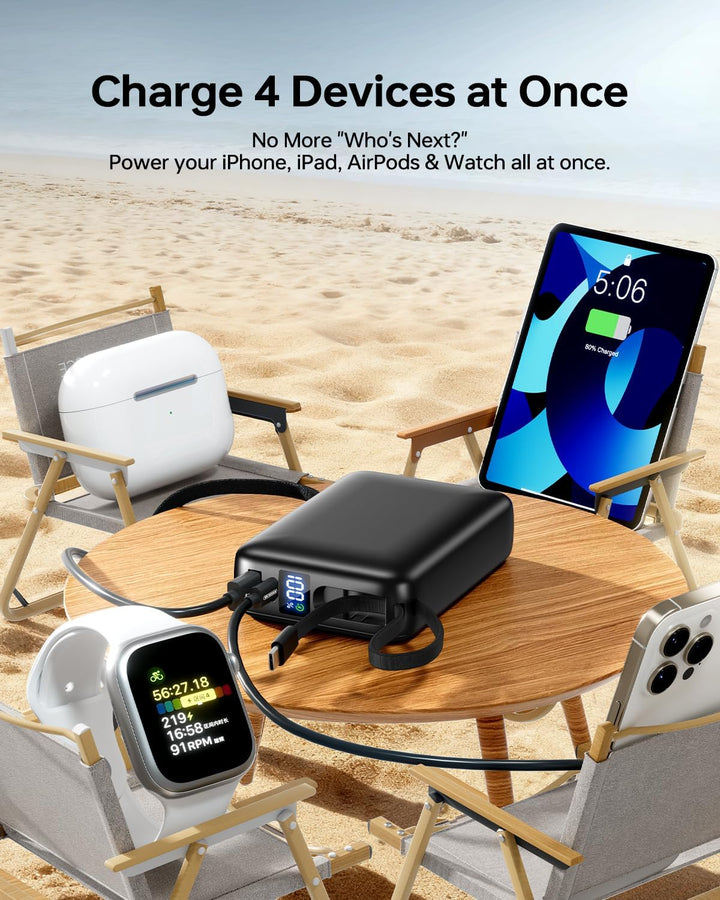 Power Bank 26800mAh, 22,5W USB C Schnellladung Powerbank für iphone mit 2 Anschlüssen & 2 integriert