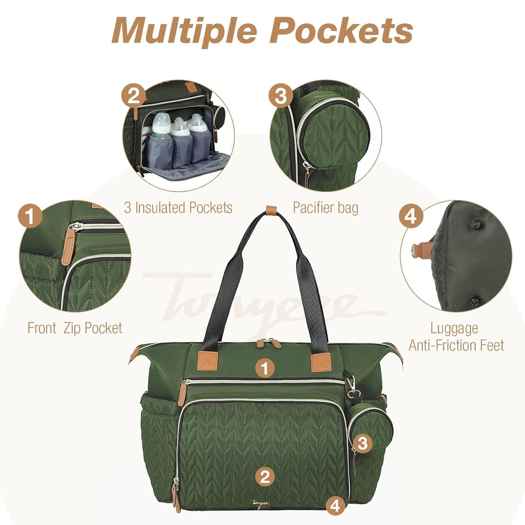Tonyeee Wickeltasche mit Schnullertasche und Wickelunterlage, Wickelrucksack Multifunktions-Babytasc