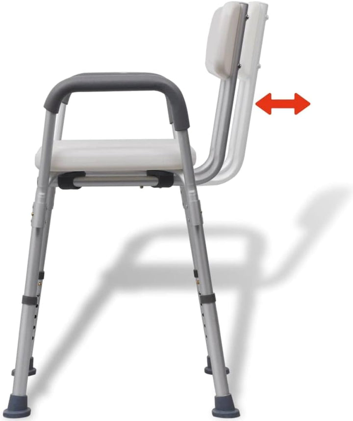 vidaXL Duschstuhl mit Arm-& Rückenlehne Aluminium Duschsitz Badestuhl Badhocker