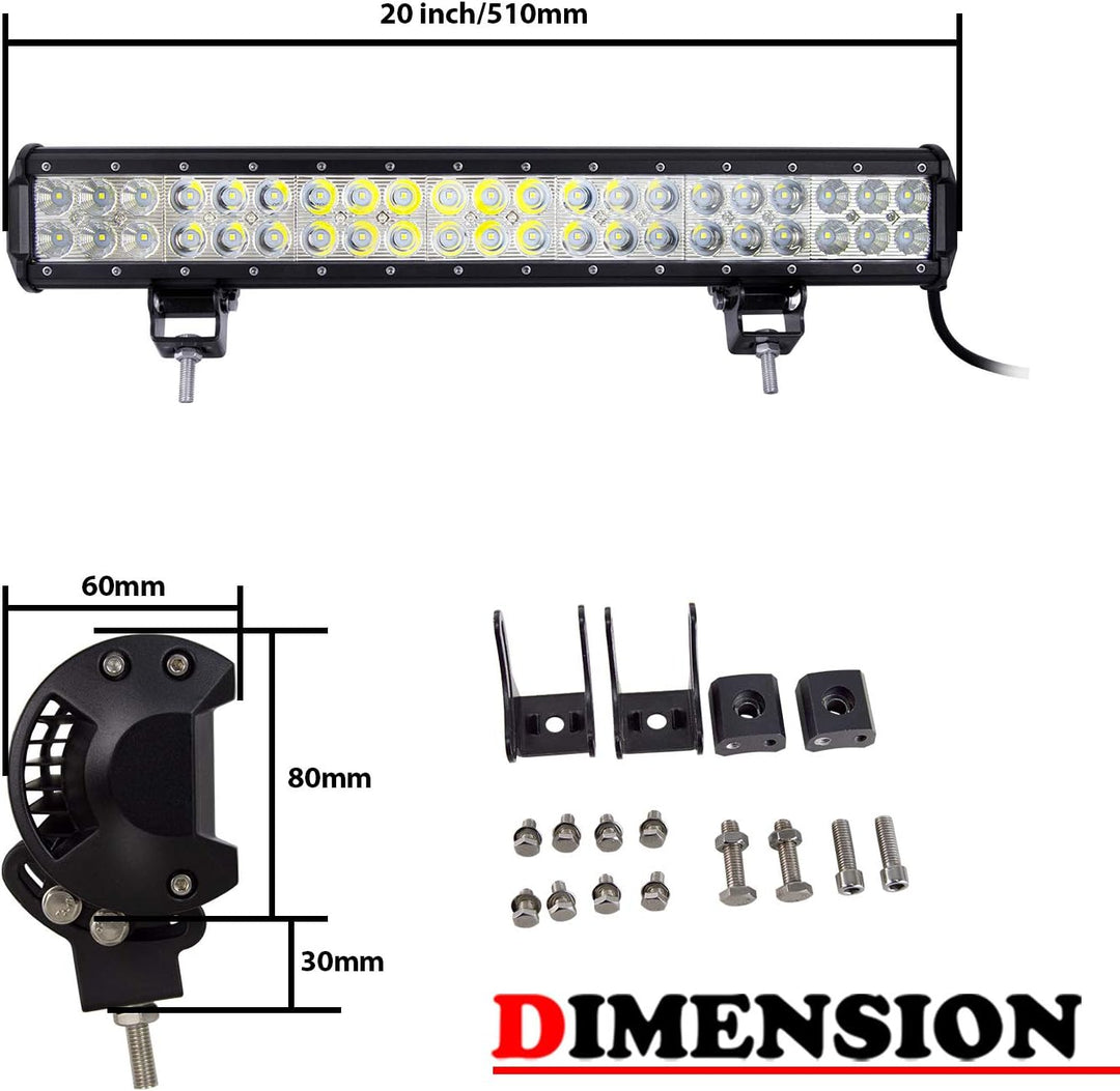 Willpower 126 W 50,8 cm LED Lichtleiste Flutlicht Spot Combo Beam + 23 Zoll Kennzeichenhalter Univer