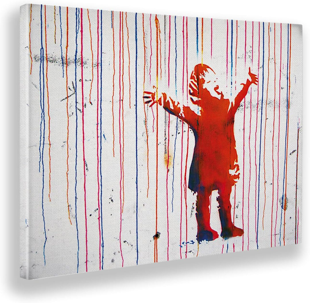 Giallobus - Bild - Druck AUF LEINWAND - Banksy - KINDERFARBE- 100 x 140 cm, 100 x 140 CM