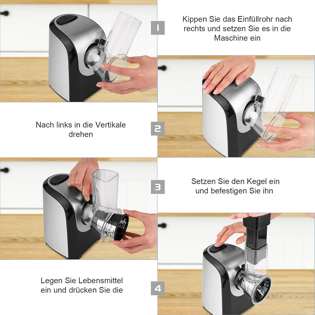 Gemüsehobel, Automatisch Elektrisch Gemüseschneider Elektrische Küchenreibe Reibe mit 5 Kegel-Klinge