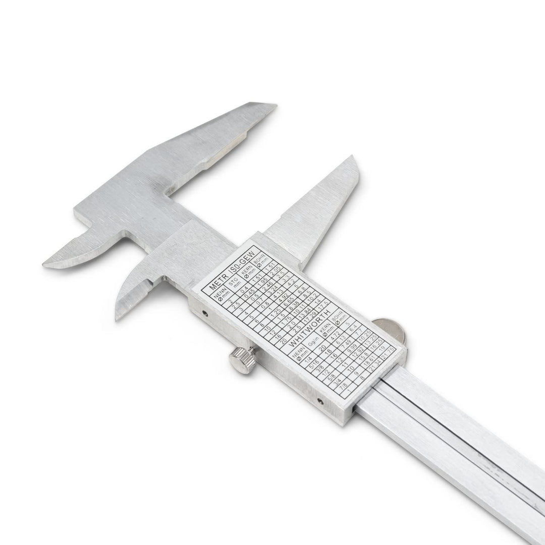 WIKISTORE TASCHEN MESSSCHIEBER NONIUS 200 MM mit 4 Funktionen, Ventesimal-Bremssattel mit 40-mm-Back