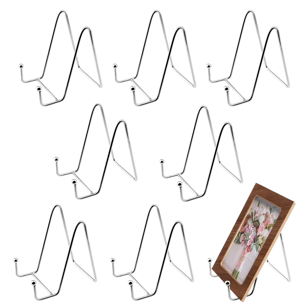 NAMYEUT 8 Stück Metall Tellerständer Silber, 4 Zoll Eisen Staffelei Display Ständer Plattenhalter, M