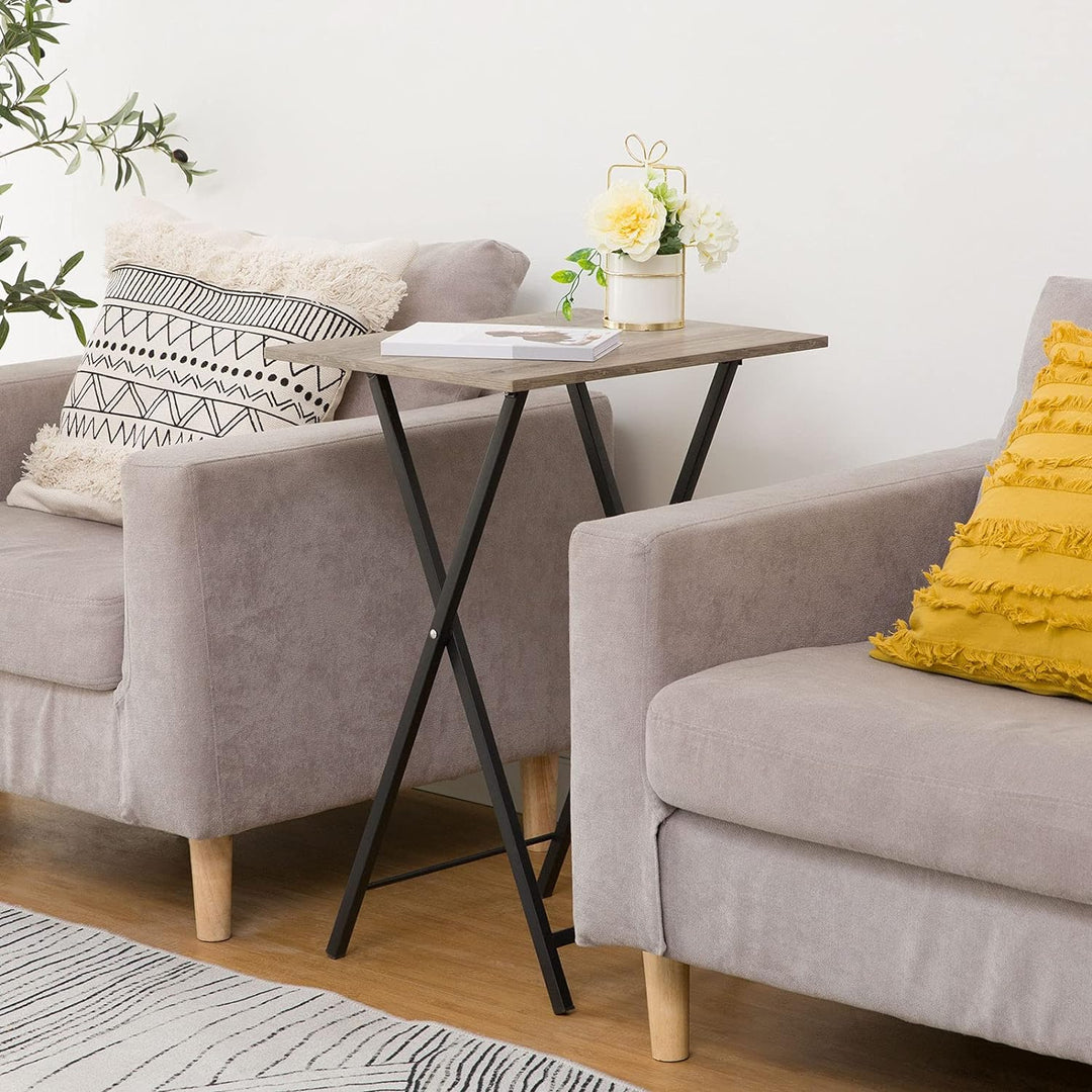 HOOBRO Beistelltisch, Klappbar Tablett Tisch, Sofatisch, TV Tray im Industriestil, Einfach Montierba