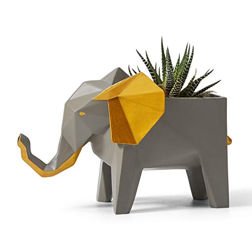 Amoy-Art Blumentopf Pflanzen Elefant Arts Skulptur Modern Dekor Statue Wohnzimmer Kunst Figuren Poly