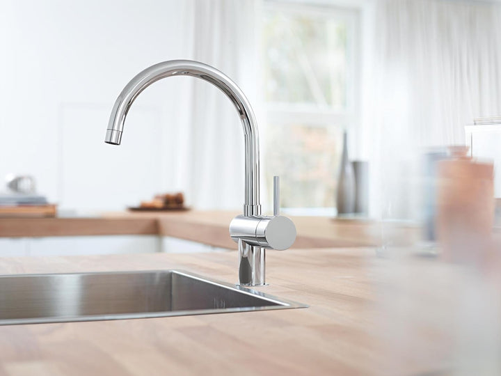 GROHE Minta - Einhand Spültischarmatur (C-Auslauf, Schwenkbereich wählbar: 0° / 150° / 360°, Einloch