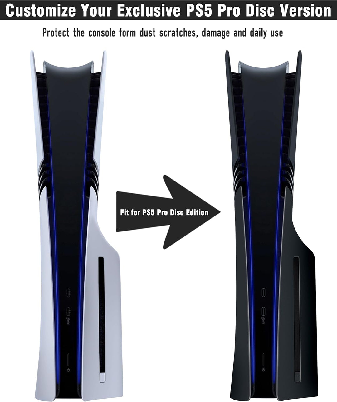 Joso Faceplate für PS5 Pro CD-ROM Version, Anti-Scratch staubdichtes Gehäuse Ersatz, Abdeckung Haut