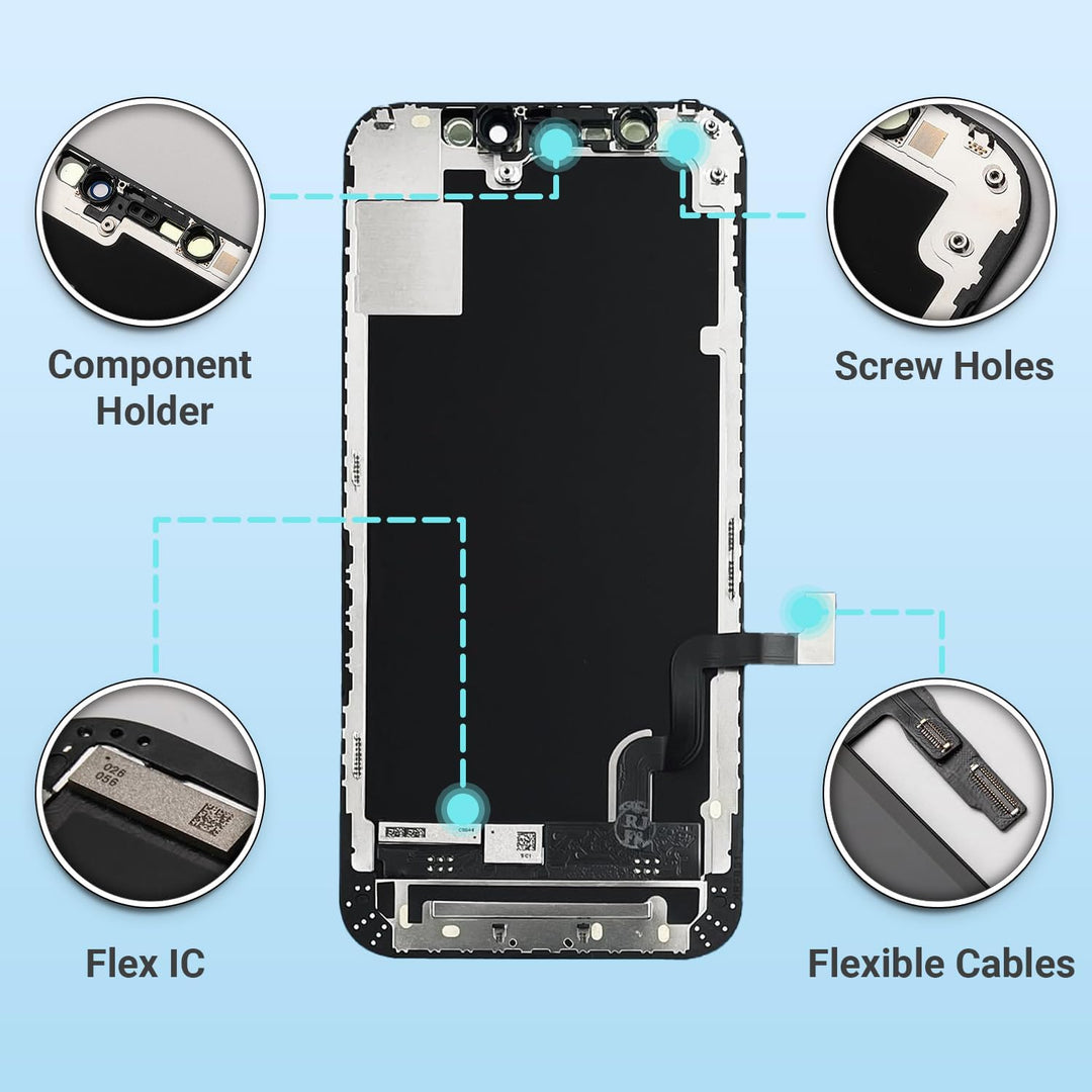 Display für iPhone 12 Mini 5,4 Zoll LCD Bildschirm Ersatz Touchscreen mit 3D Touch vormontiert mit R