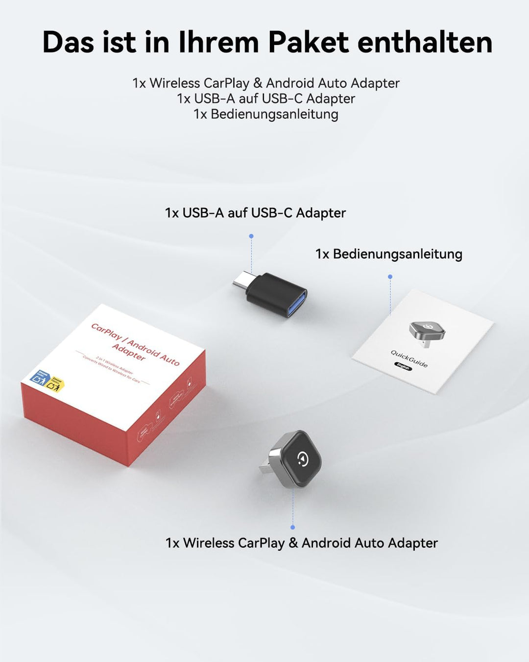 Spedal 2026 CarPlay Wireless Adapter — Ultra Mini 2-in-1 Android Auto Adapter, WiFi 6 & Bluetooth 5.