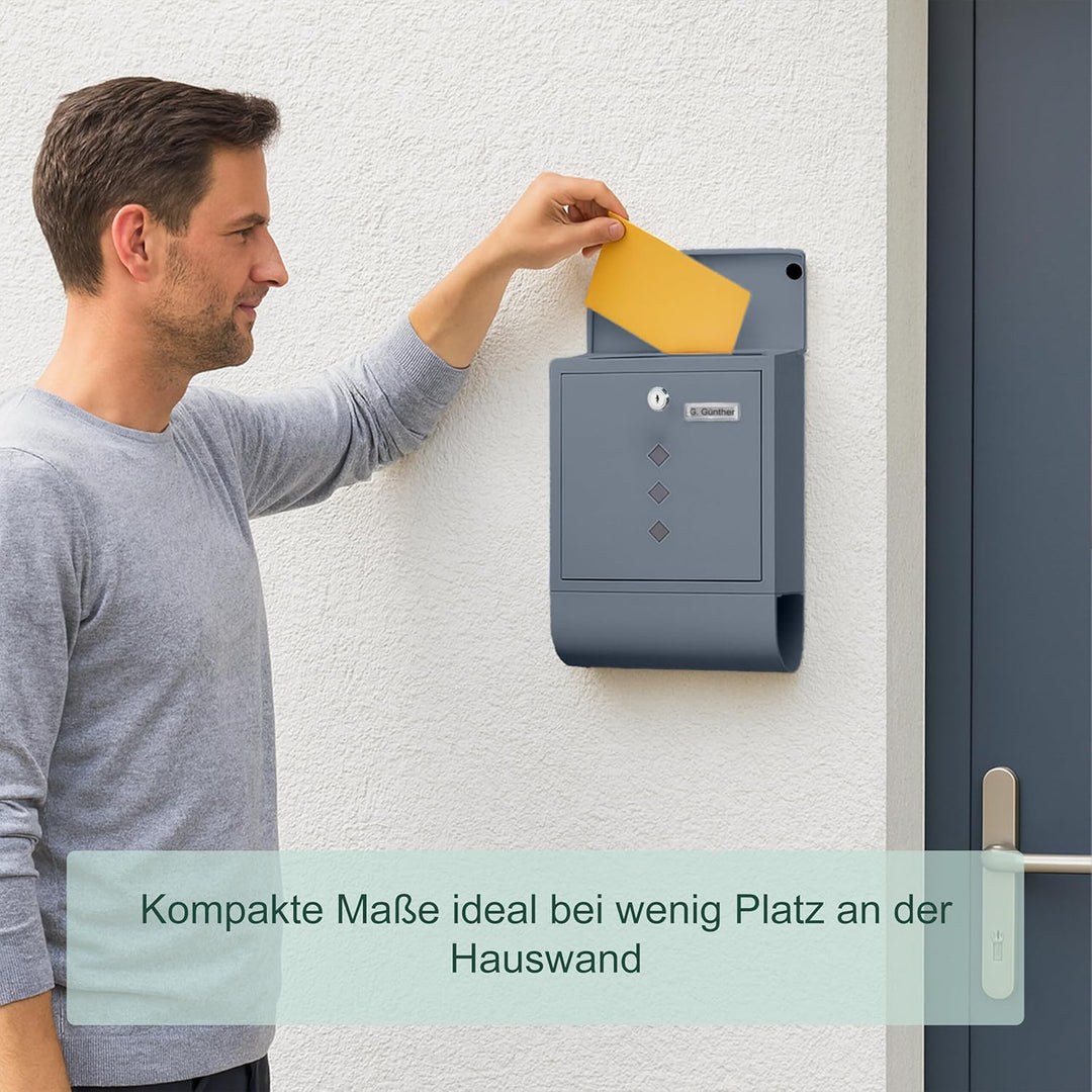 Relaxdays Briefkasten mit Sichtfenster, Metall, 4 Schlüssel, Zeitungsfach, Postkasten, HBT ca. 38 x