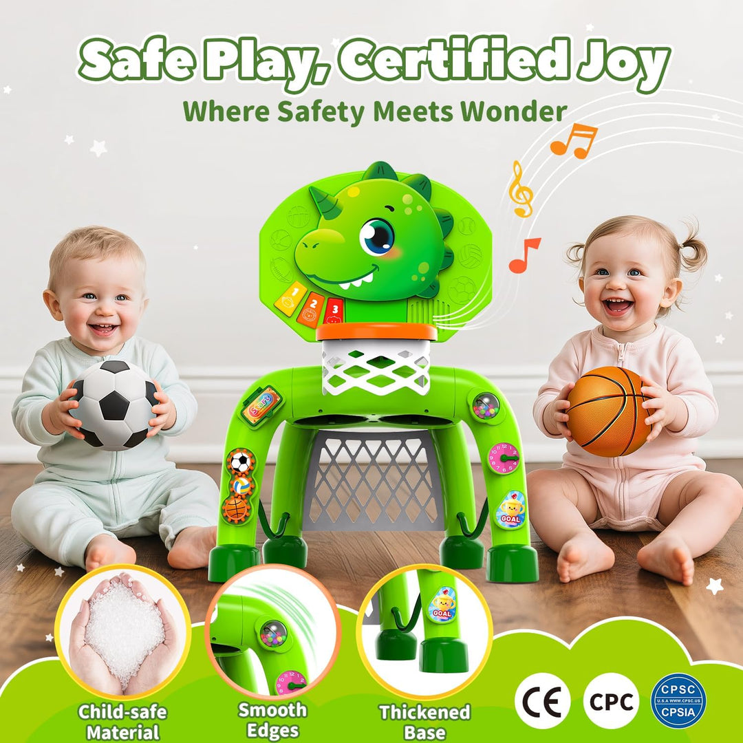 Basketballkorb Kinder &amp; Fussballtore für Garten Kinder 1-3 Jahren, Dinosaurier Geschenke für Jungen,