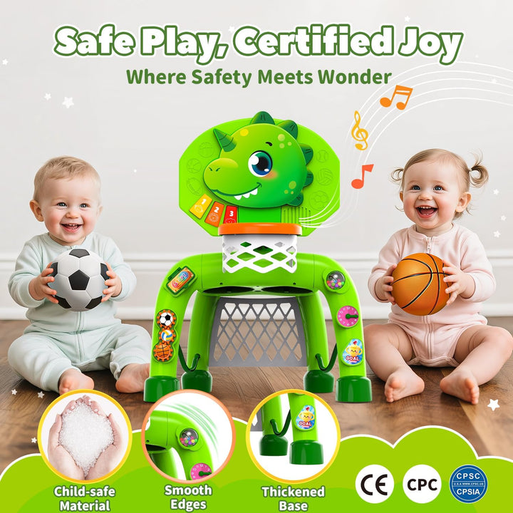 Basketballkorb Kinder &amp; Fussballtore für Garten Kinder 1-3 Jahren, Dinosaurier Geschenke für Jungen,