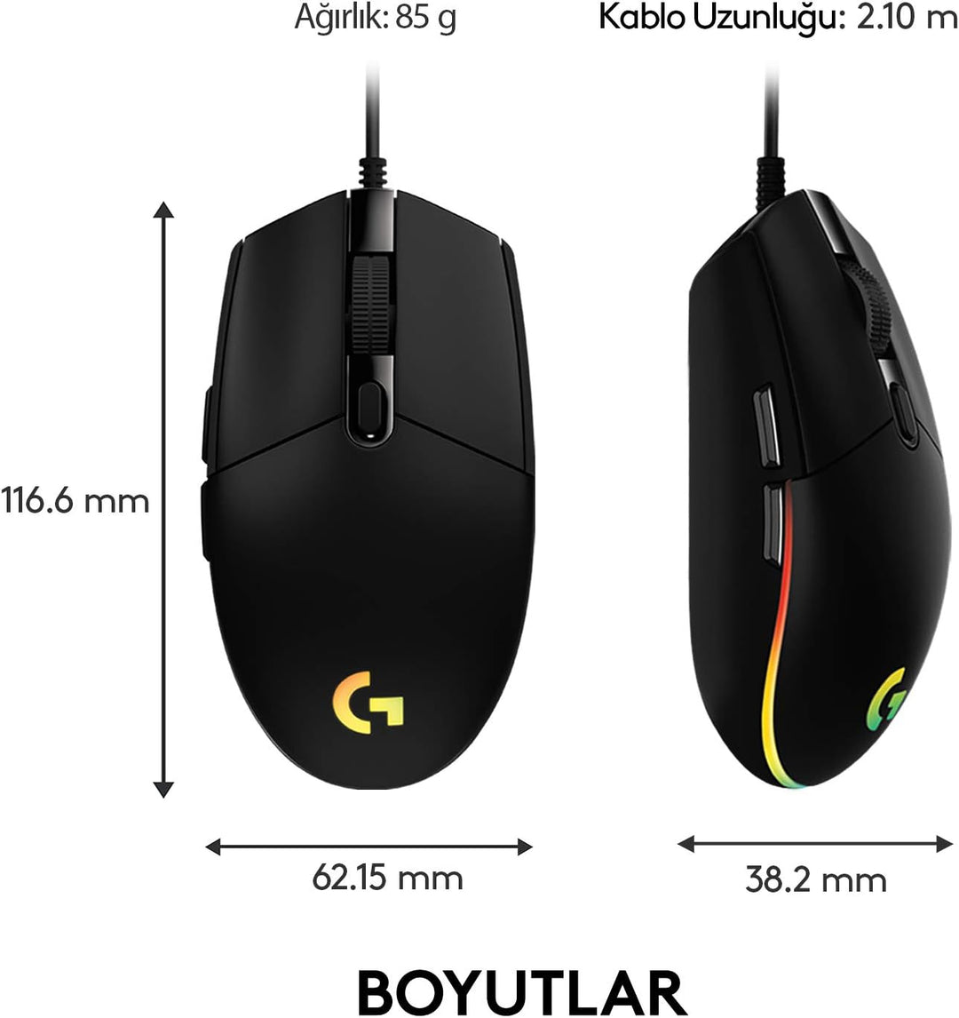 Logitech Gaming Mouse G102 LIGHTSYNC Maus für Rechtshänder, Optisch, 6 Tasten, kabelgebunden, USB, s
