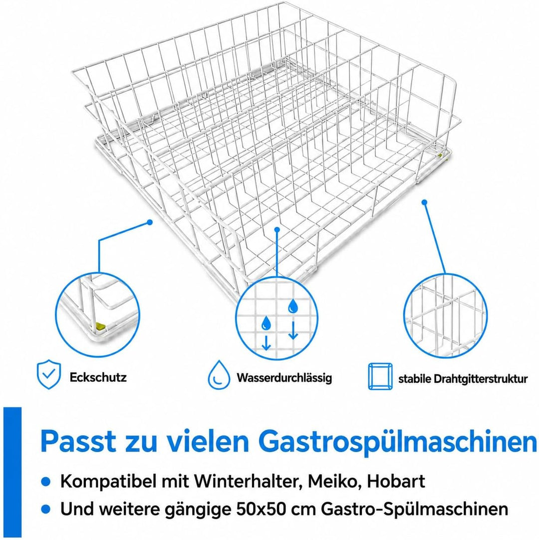 Spülkorb Drahtgitterkorb 500x500 mm - 5 Reihen Gastronomie Professional Gläserspülkorb vers. Grössen