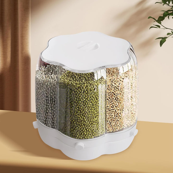 Getreidespender, 6-Grid Rotating Dry Food Dispenser, Aufbewahrungsbehälter, Für Getreide, Reiseimer,