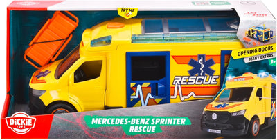 Dickie Toys - Rettungswagen Mercedes-Benz Sprinter (34,5 cm) - grosses Spielzeugauto mit Sirene, Bla