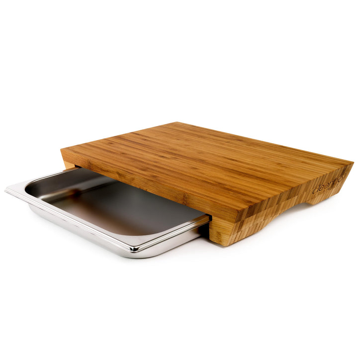 Schneidebrett mit Auffangschale "Style Bamboo" Profi Holz Küchenbrett aus Bambus - Holzbrett Schneid