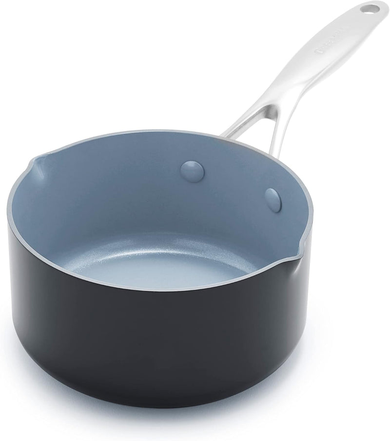 GreenPan Valencia Pro Harteloxierte Gesunde Keramik Antihaft 16cm/1,6 Liter Milchtopf, PFAS-frei, In