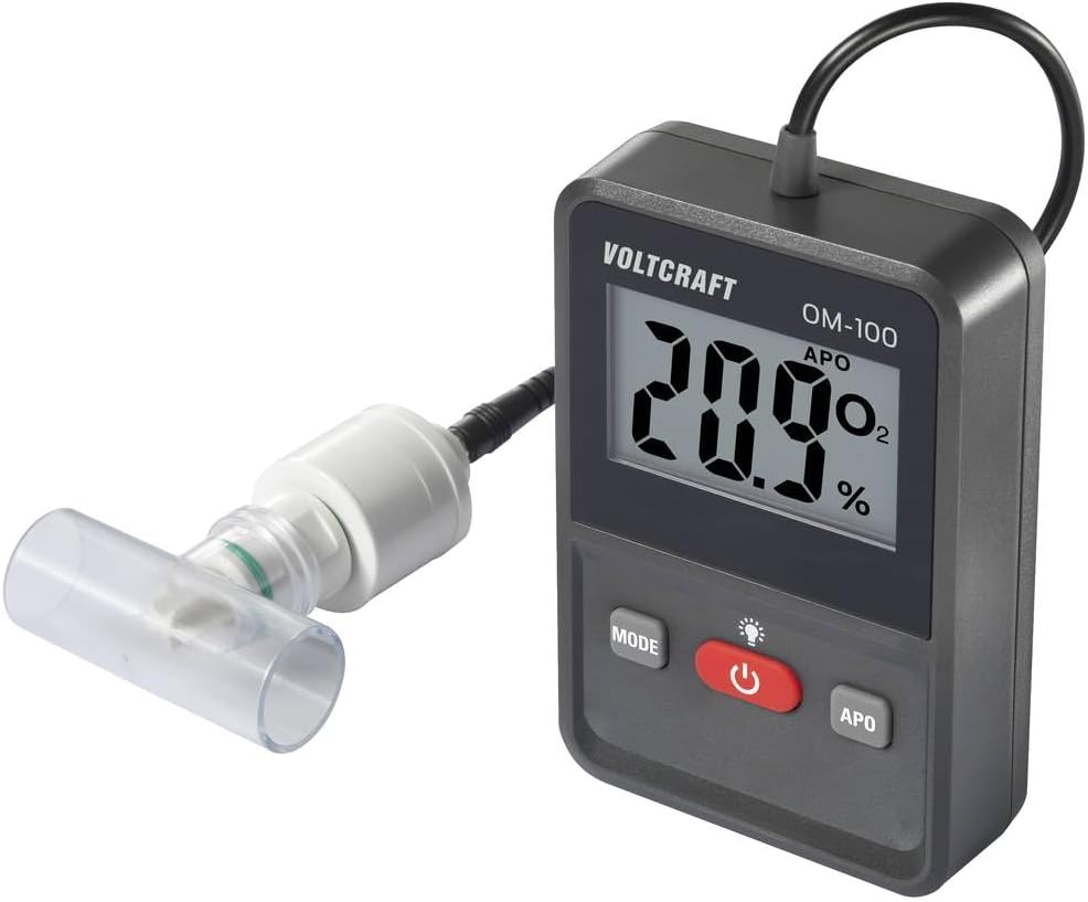 Voltcraft OM-100 Sauerstoff-Messgerät 0-100% Sauerstoff-Messgerät kalibriert Werksstandard (ohne Zer