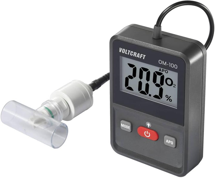 Voltcraft OM-100 Sauerstoff-Messgerät 0-100% Sauerstoff-Messgerät kalibriert Werksstandard (ohne Zer