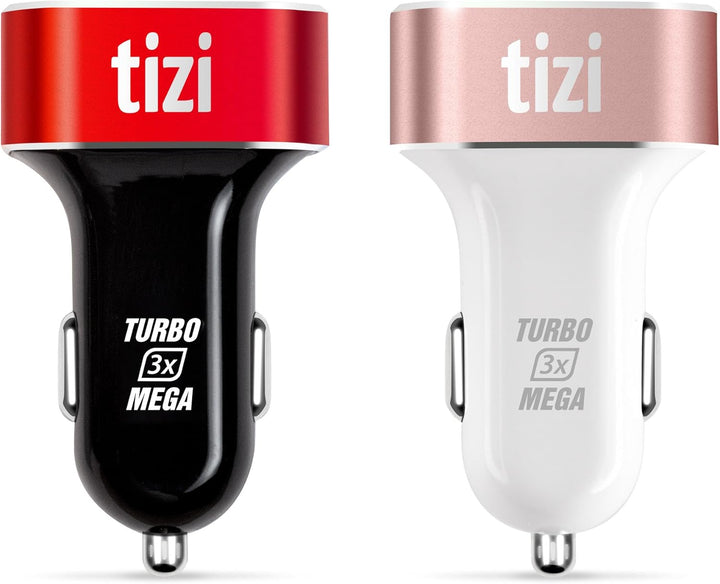 equinux tizi Turbolader 3X MEGA (7,2A, Monza Rot Edition), 3-Fach USB-Auto-Ladegerät mit hochwertige