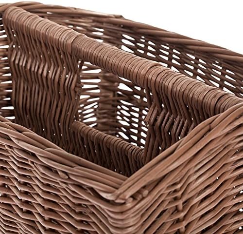e-wicker24 Zeitungskorb mit Tragegriff, Zeitungsständer in Wengegrau, Zeitschriftenständer, Weidenko