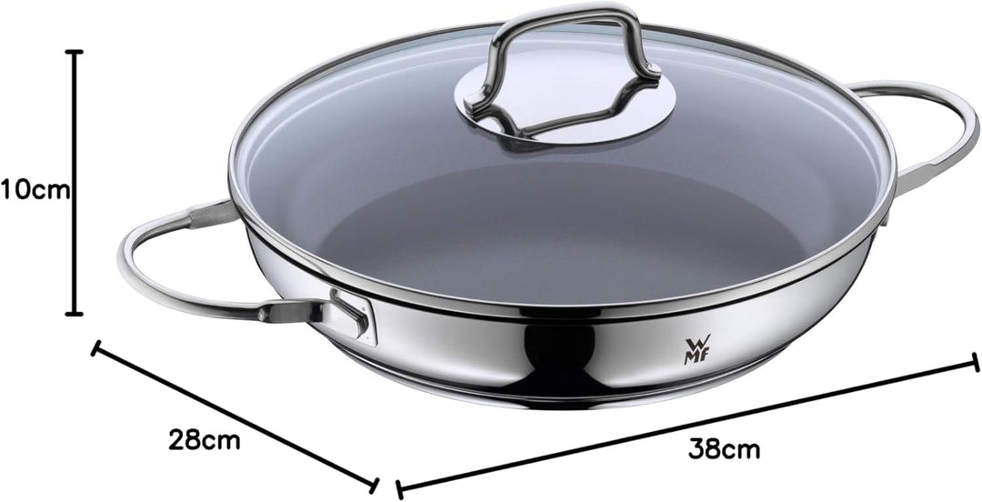 WMF Devil Servier-Schmorpfanne Induktion 26 cm mit Glasdeckel, Cromargan Edelstahl beschichtet, Kera