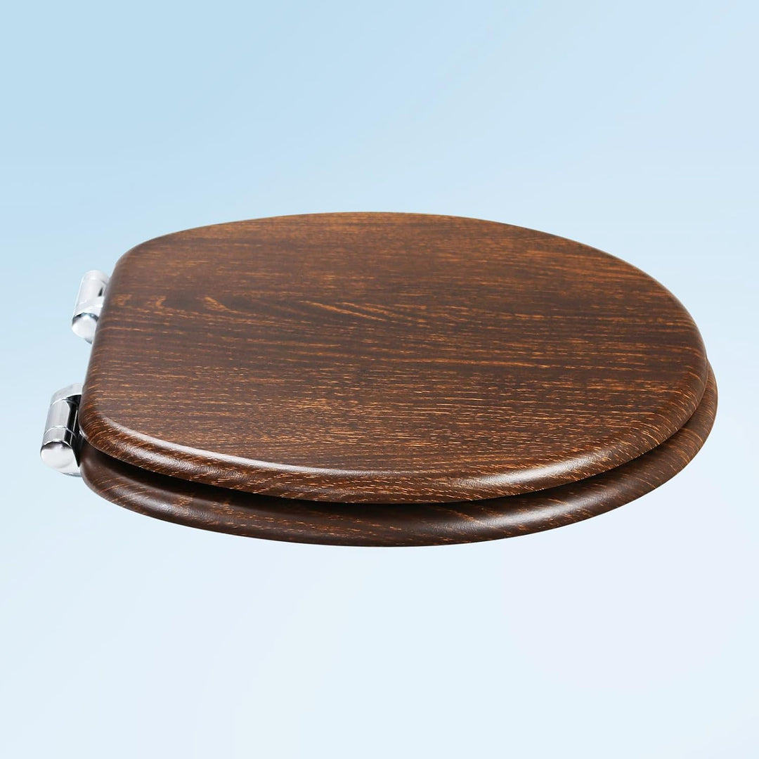 WC-Sitz mit Absenkautomatik, Toilettendeckel aus stabilem MDF-Holzkern, Verstellbare Scharniere aus