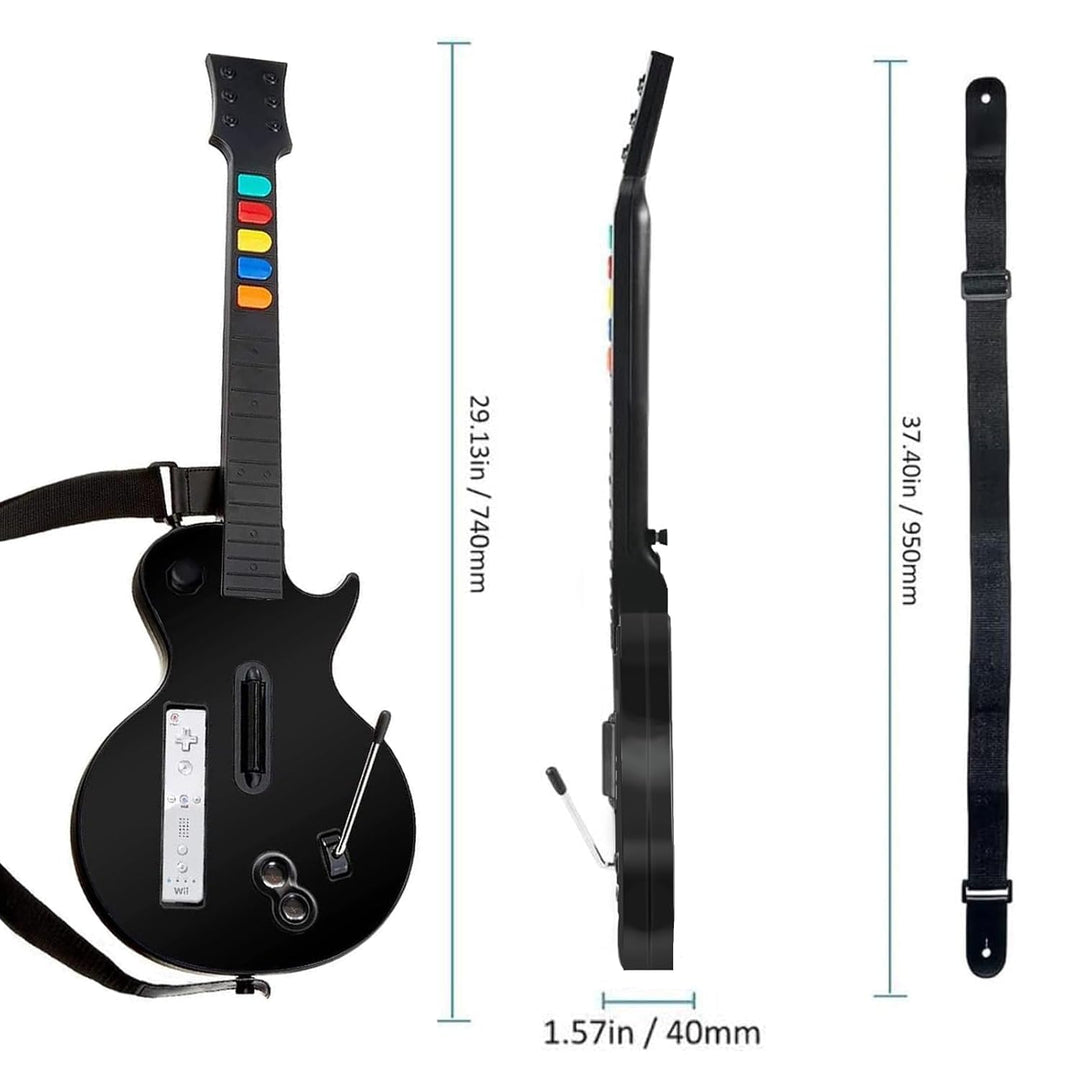 DOYO Guitar Hero Wii Gitarren Kabellose Schwarz für Guitar Hero und Rock Band Games Abnehmbare Gitar
