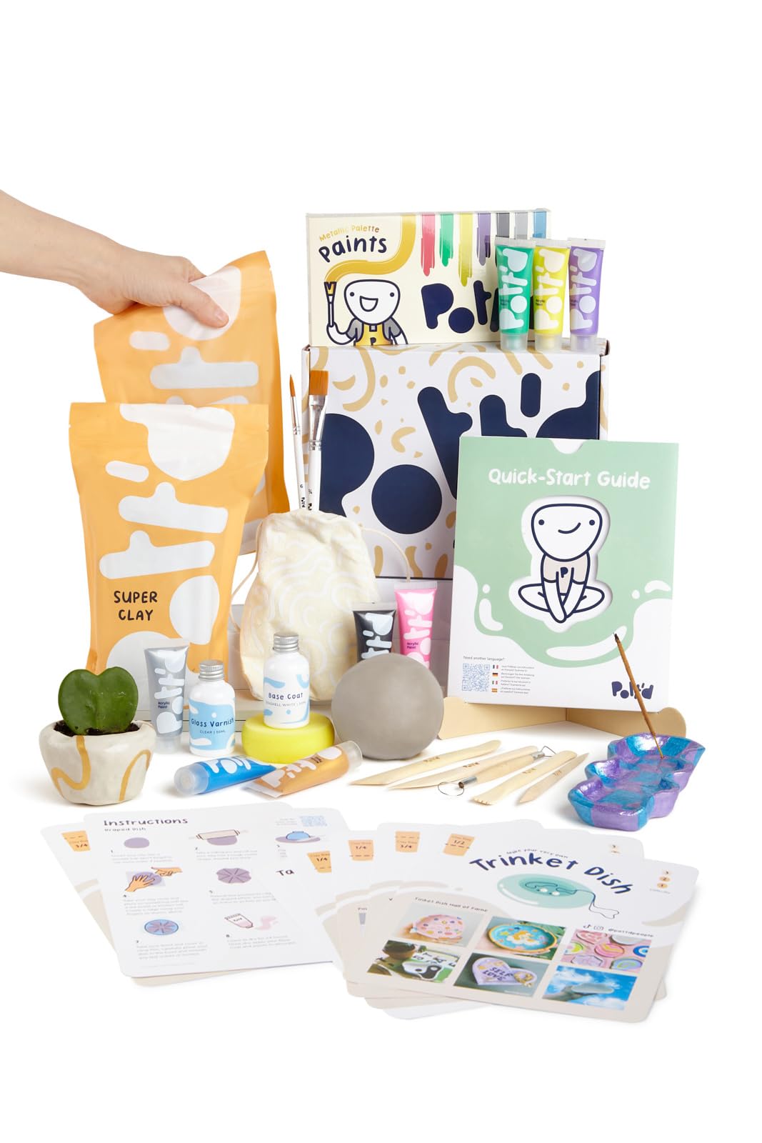 Pott'd Ton Töpferset für Anfänger für zuhause - Lufttrocknend. DIY Set für Erwachsene. Enthält: Luft