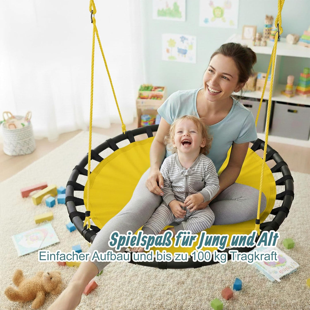Relaxdays Nestschaukel, runde Hängeschaukel, für Kinder & Erwachsene, verstellbar, draussen, Ø: 120