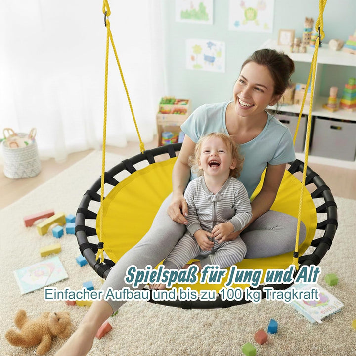 Relaxdays Nestschaukel, runde Hängeschaukel, für Kinder & Erwachsene, verstellbar, draussen, Ø: 120