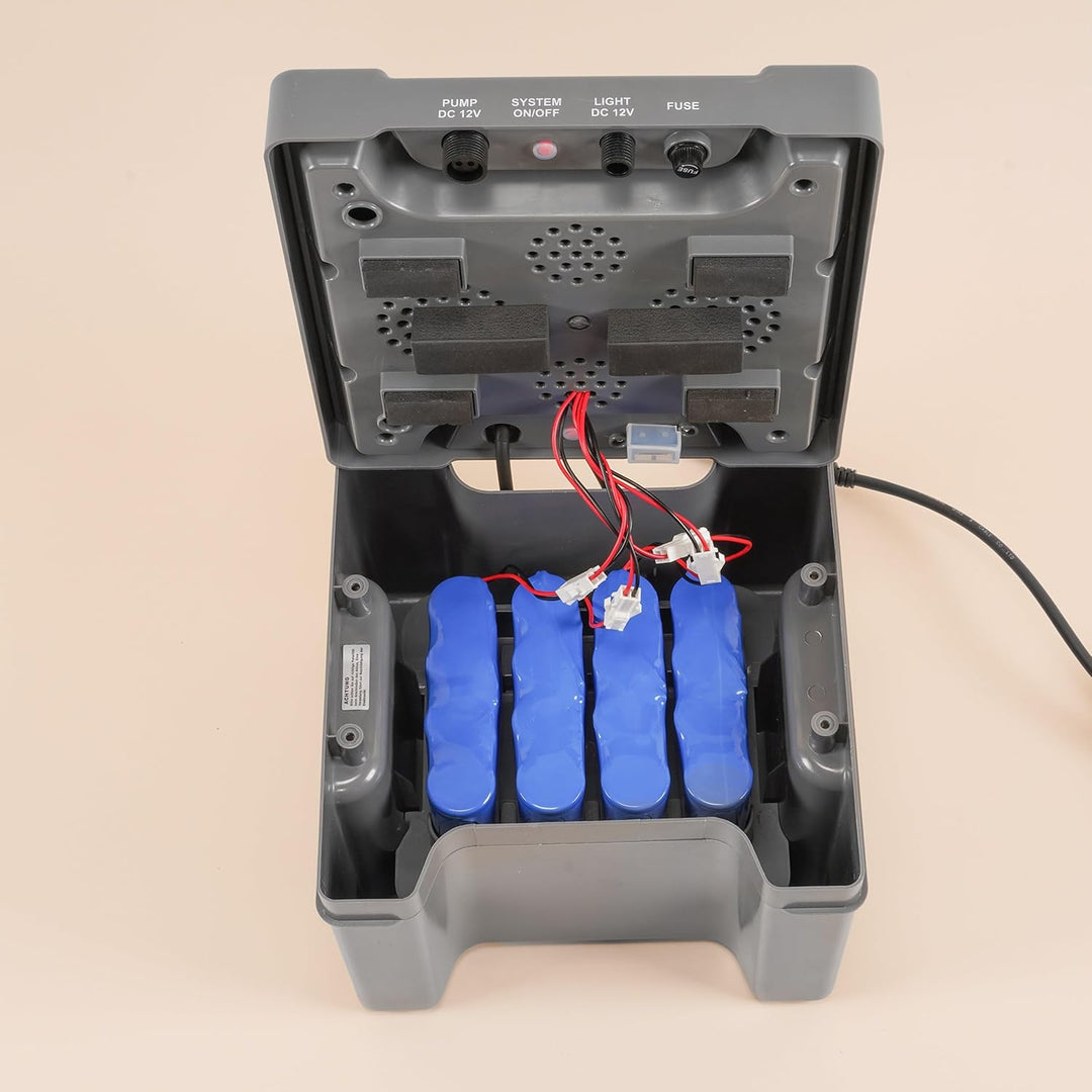 Esotec Solar Bachlaufpumpenset 100/1900 mit Filterpumpe, Komplettset, Akkubox 24Ah LiFePo4 Akku, 2X