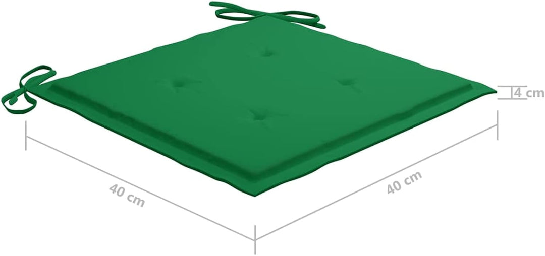 Tidyard 2X Teak Massiv Gartenstuhl mit Grünen Kissen Gartenstühle Klappstuhl Klappstühle Holzstuhl G