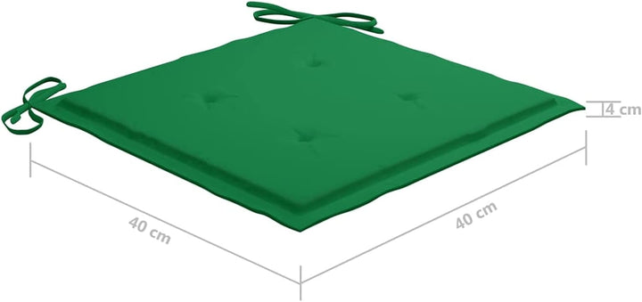 Tidyard 2X Teak Massiv Gartenstuhl mit Grünen Kissen Gartenstühle Klappstuhl Klappstühle Holzstuhl G