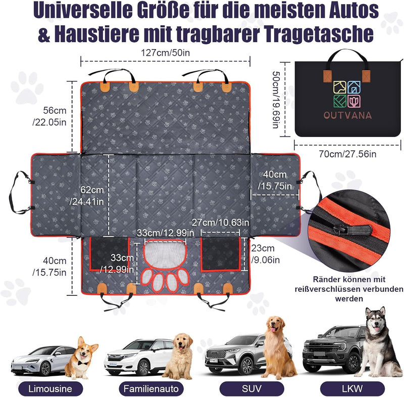 MOJIEZUO Hundedecke Auto Rückbank mit Harter Unterseite, Autoschondecke Hund Rücksitz, Verbreitert H