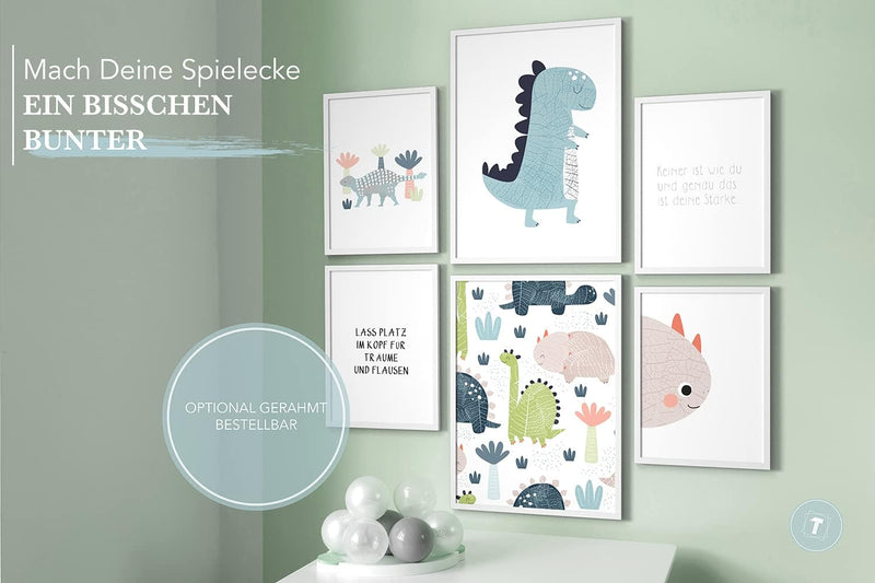 Papierschmiede® Bilder Kinderzimmer Kids Mood Poster Set Dino, Kinderzimmer Bilder Babyzimmer Deko,