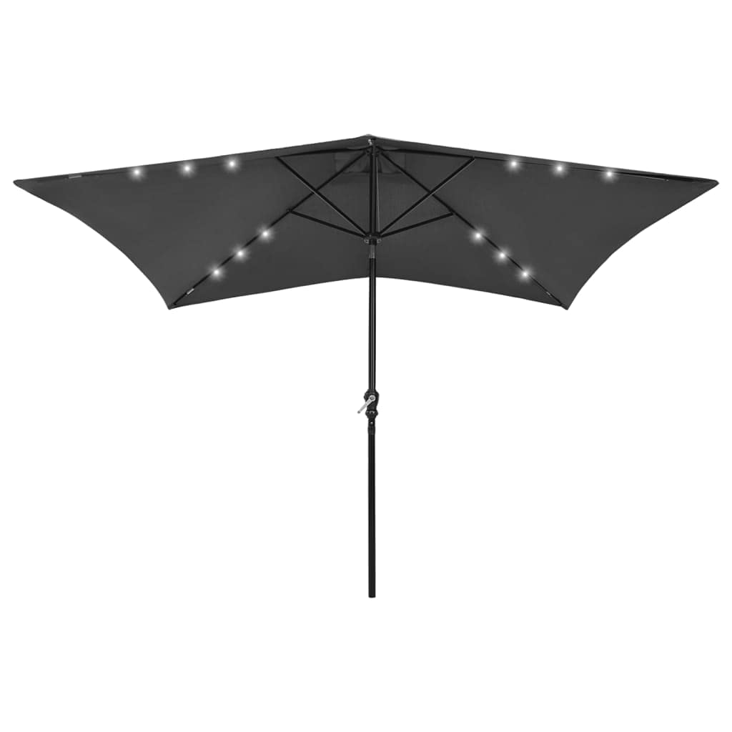 vidaXL Sonnenschirm mit LEDs Stahl-Mast Ampelschirm Gartenschirm Marktschirm Strandschirm Schirm Kur
