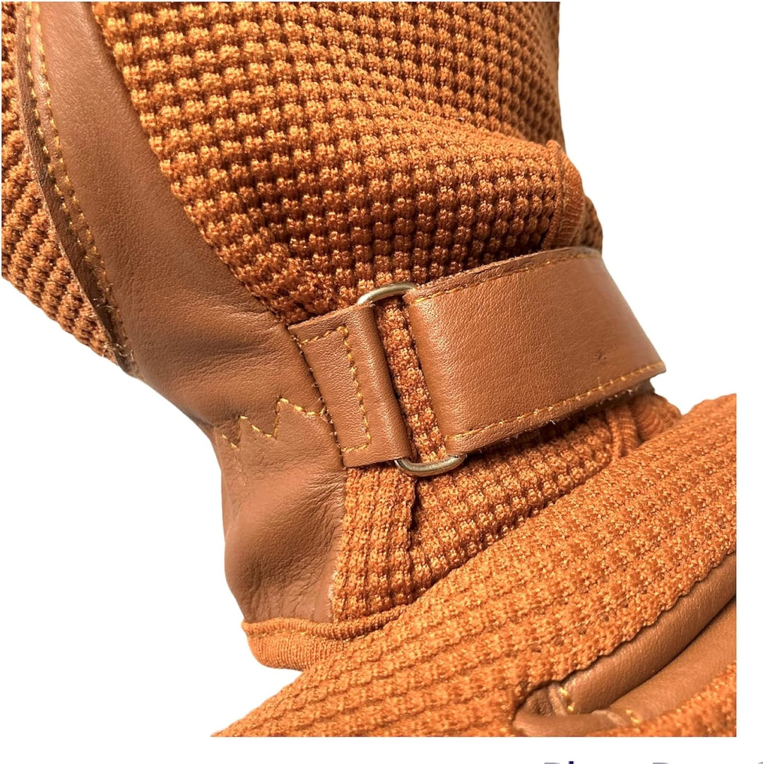 mustang eq Damen Reithandschuhe aus echtem Leder und Baumwolle, Premium-Qualität in Hellbraun, S