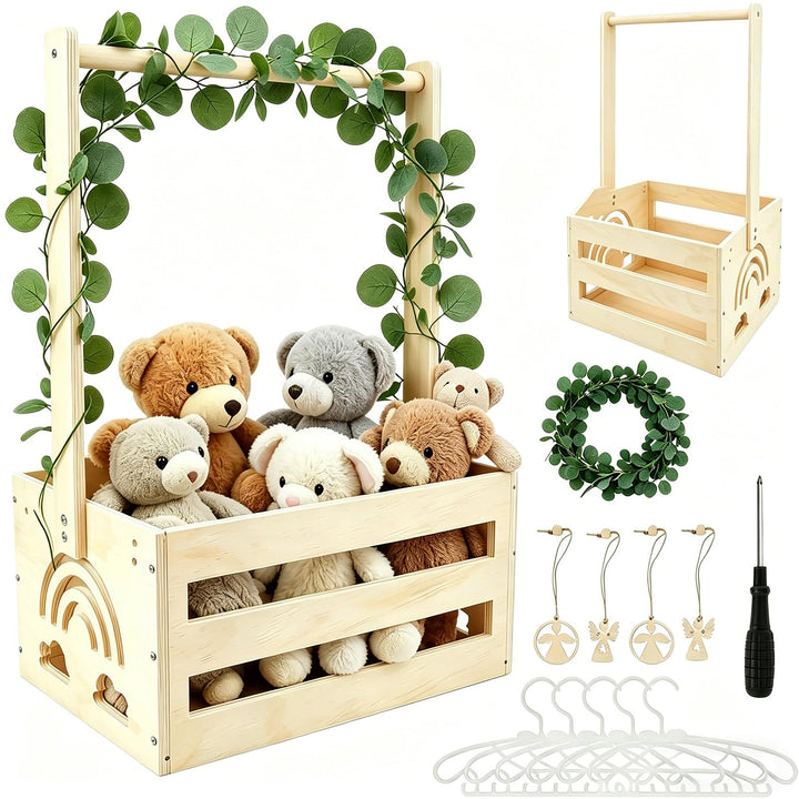 Babyparty Geschenk Holz Babykorb mit Griff, Babyparty Geschenk für Neugeborene, Praktischer Baby Sch