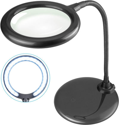 5x Lupe Mit Licht und StäNder, Wiederaufladbare, Dimmbare Led-Lupe, Tischlupe Mit Led-Beleuchtung Fü